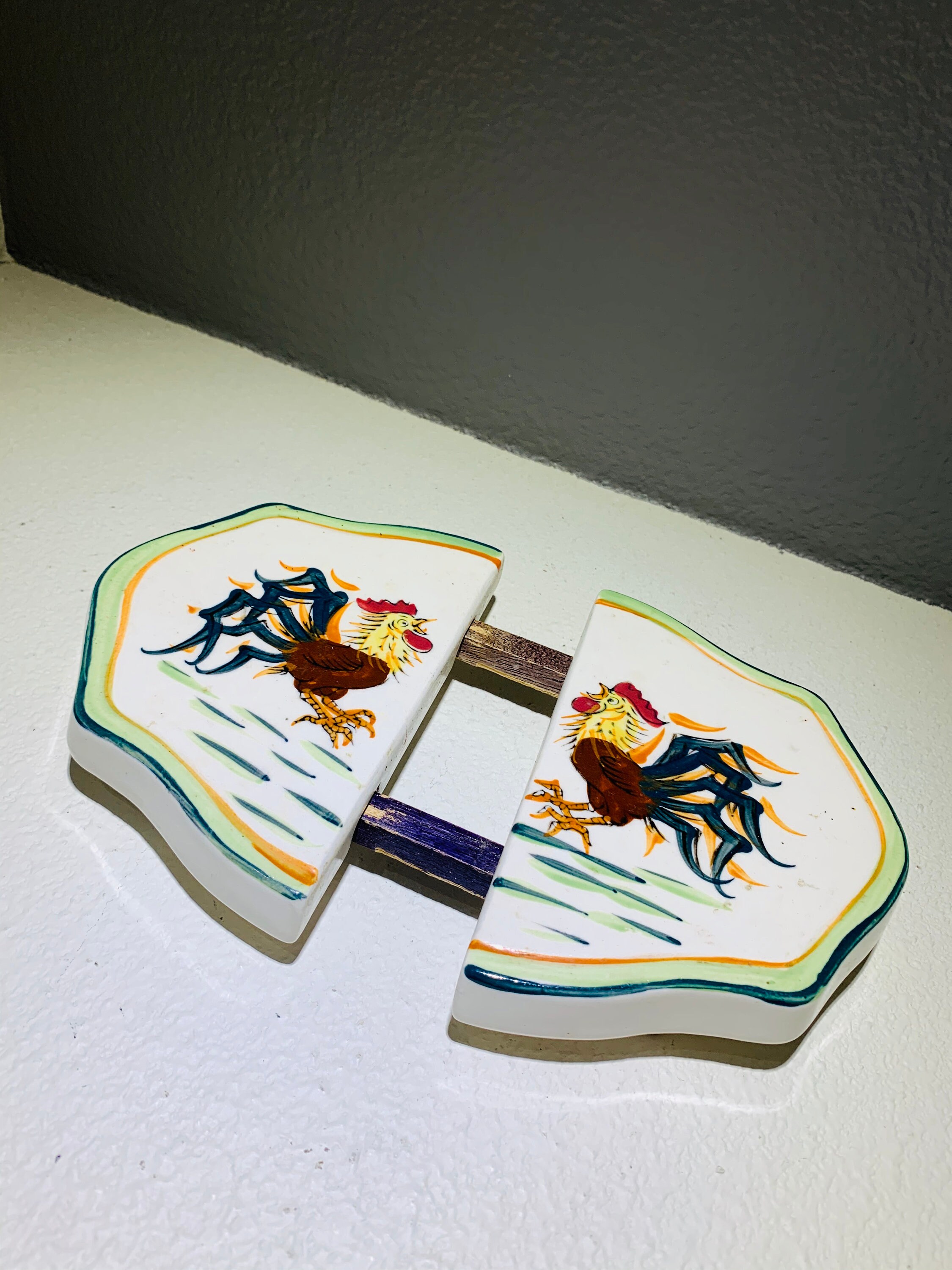 Expandable Trivet Ceramic Hand Painted Rooster Table Protector Etsy