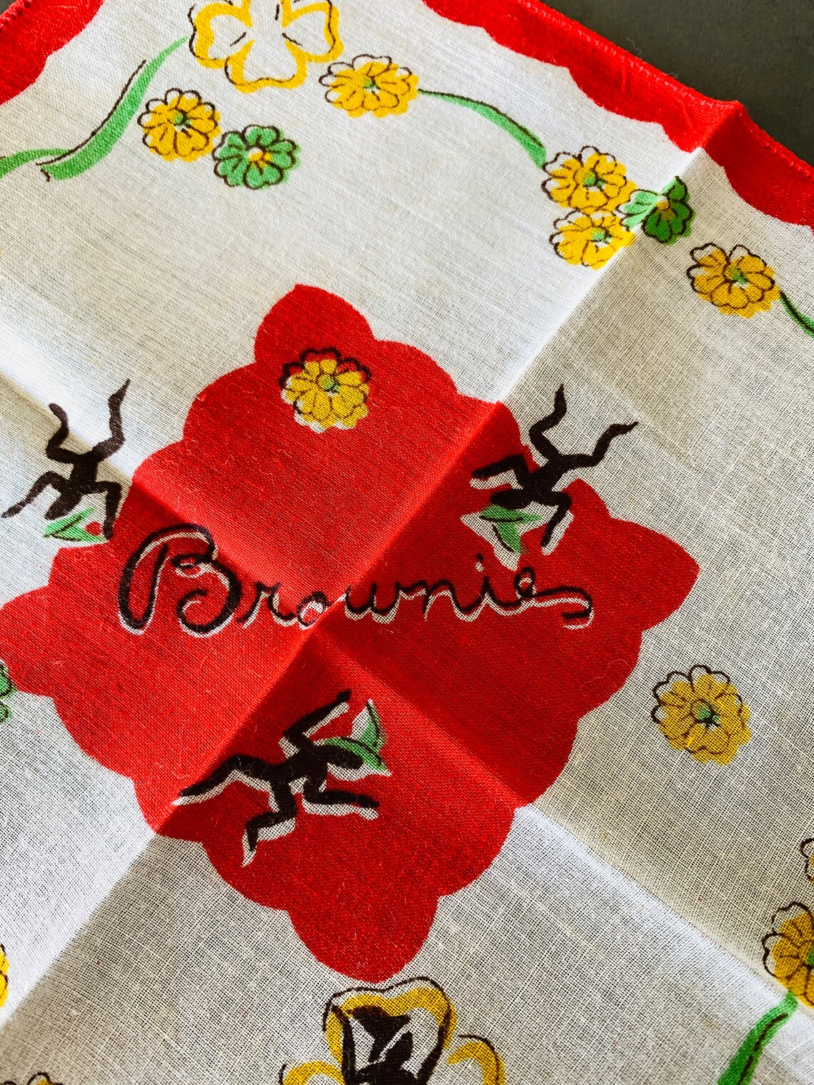 Girl Scout Brownie Cotton Handkerchief Red and Yellow With Etsy Australia