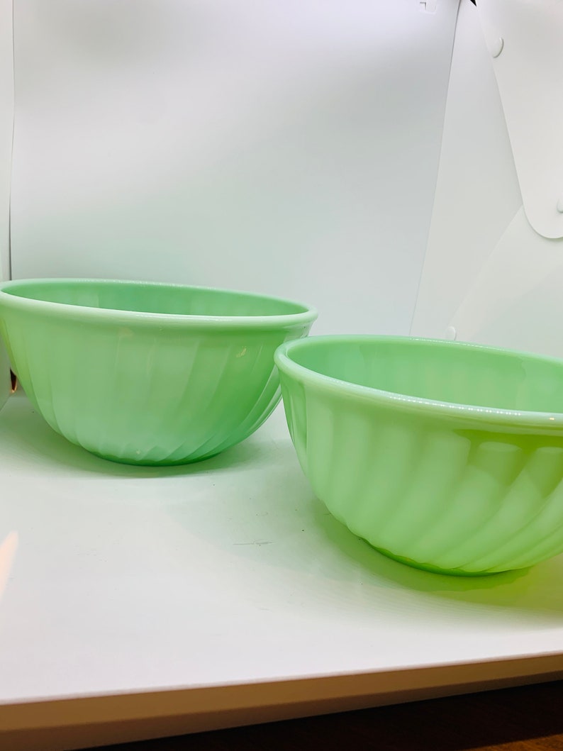 Fire King Jadeite Nesting Bowls Size 8 and 9 Mixing Bowls Etsy