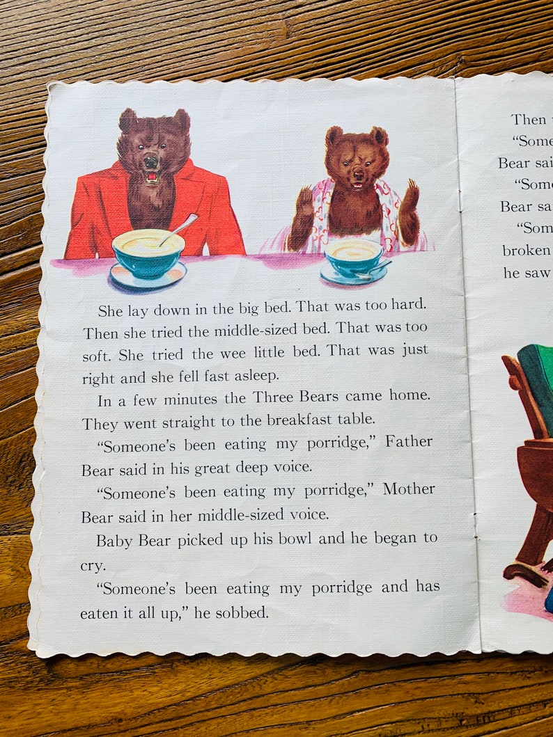 Large Linen Children's Book the Three Bears Whitman Etsy