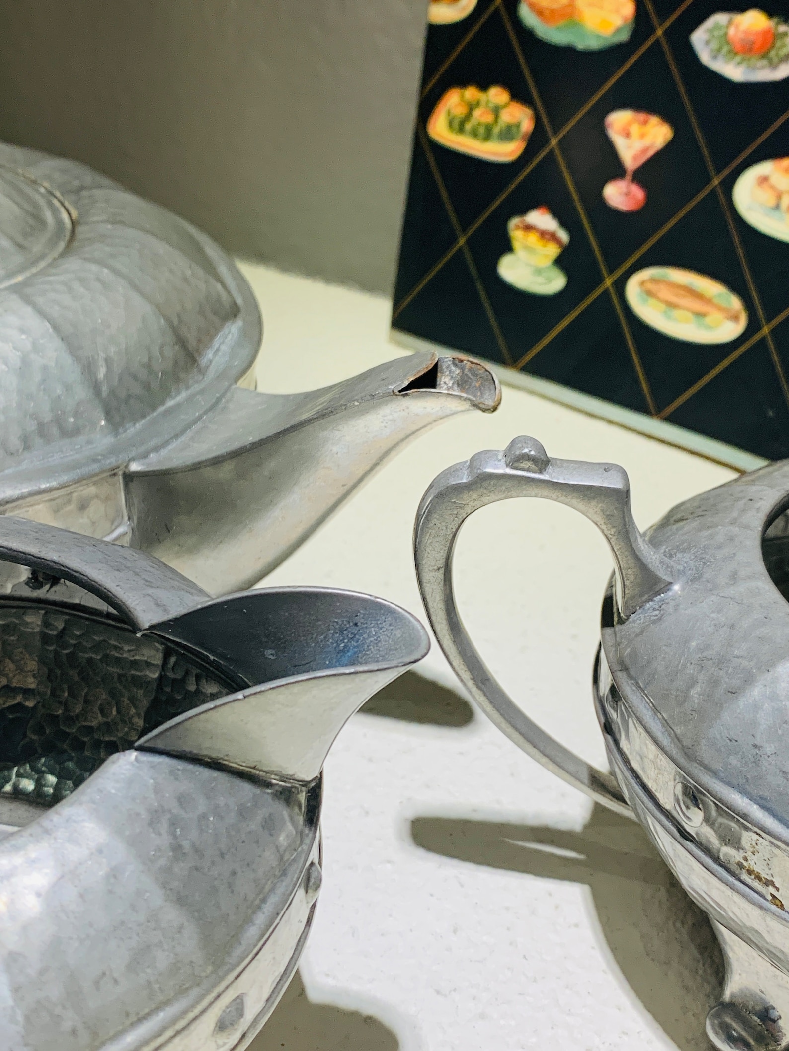 Three Piece British Hammered Pewter Tea Set AE Poston and Co Etsy