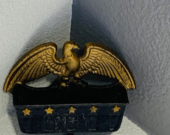 Cast Iron Match Safe Golden Eagle 1960's Americana