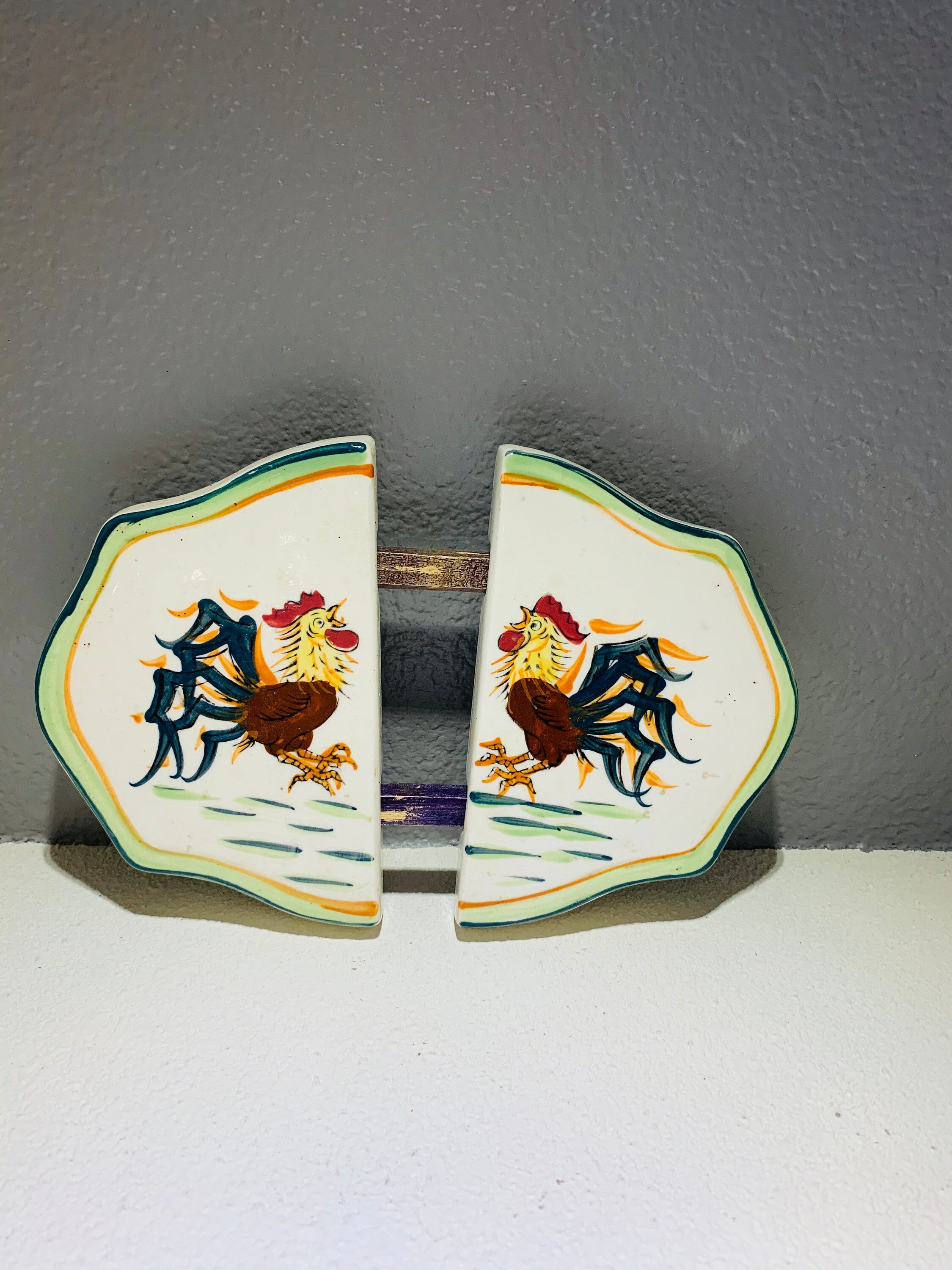 Expandable Trivet Ceramic Hand Painted Rooster Table Protector Etsy