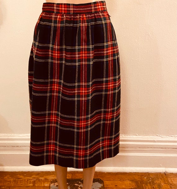 50’s red and black plaid wool gathered skirt - image 2