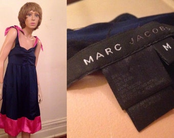 Marc Jacobs vintage  Navy and Pink Silk Jumper Dress M