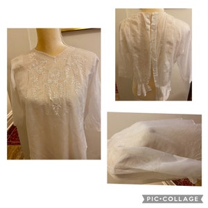 Antique 20s white embroidered blouse image 1