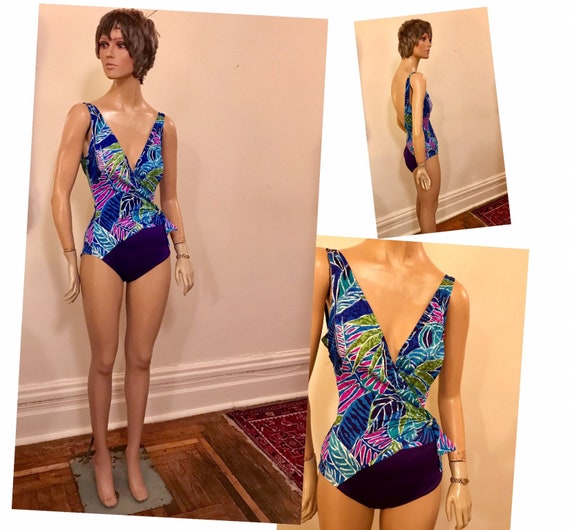 Vintage Catalina Tropical Print Blue Sarong Draped