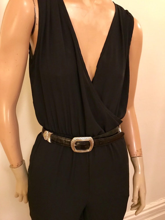 SALE 90's  Joyce Leslie Black Crepe Jumpsuit, cas… - image 3