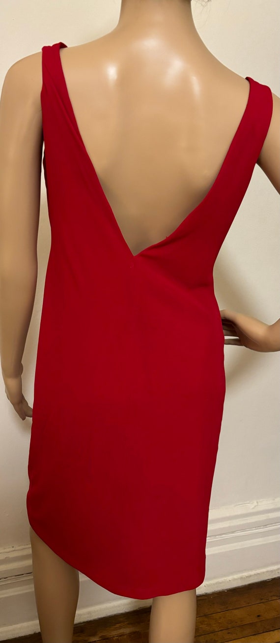 Wow 90’s Red knit crepe Cocktail dress size 6/8 - image 7