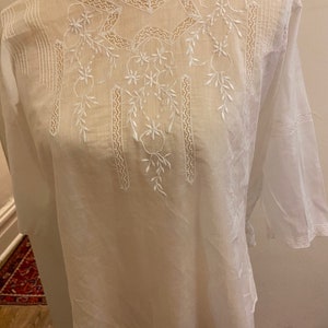 Antique 20s white embroidered blouse image 2