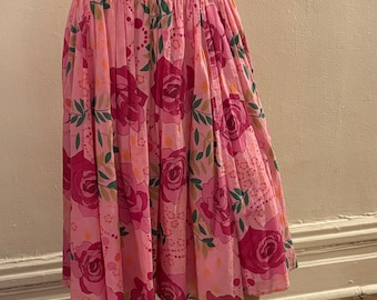 City Light’s 100% Cotton magenta rose print gathered skirt medium