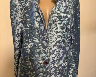 Escada Blue Pattern Blazer Medium