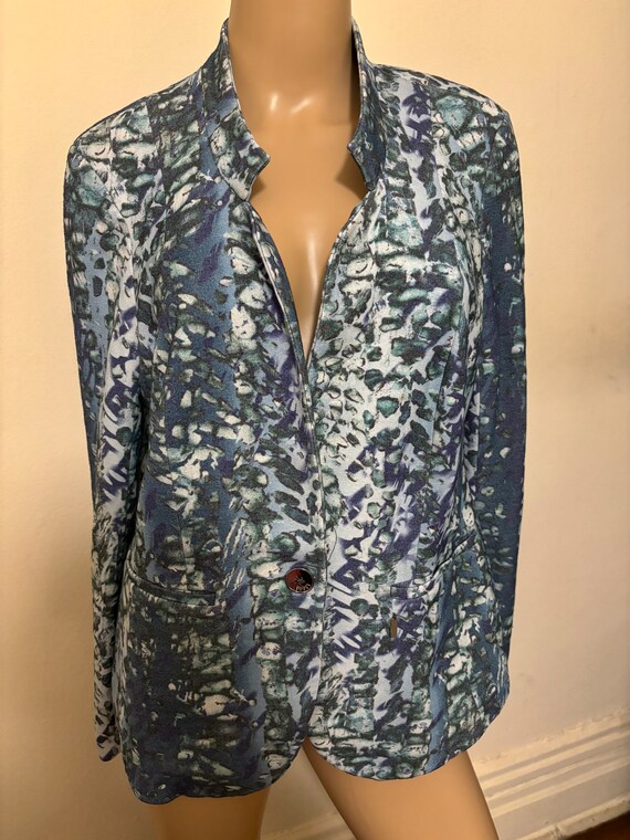 Escada Blue Pattern Blazer Medium - image 1