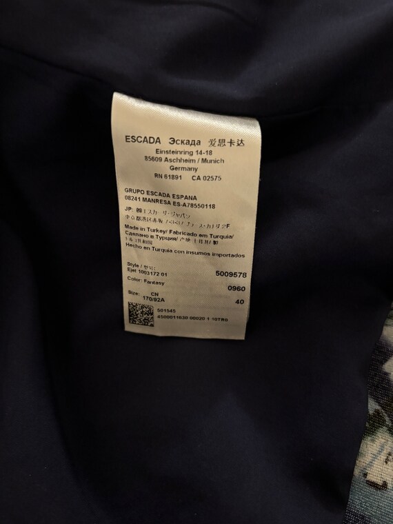 Escada Blue Pattern Blazer Medium - image 6
