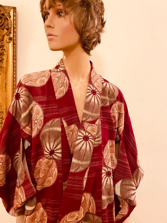 40’s Traditional Maroon Japanese Kimono - image 7