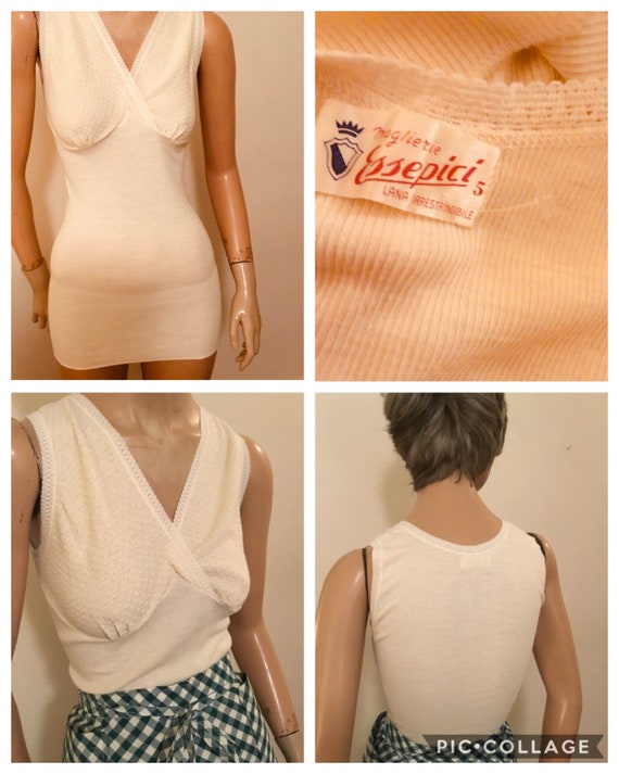 1930’s Italian white wool knit women’s underwear v