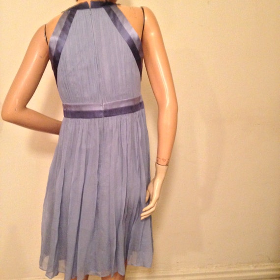 90's Maggie London Sky Blue Silk Chiffon Party Dr… - image 3