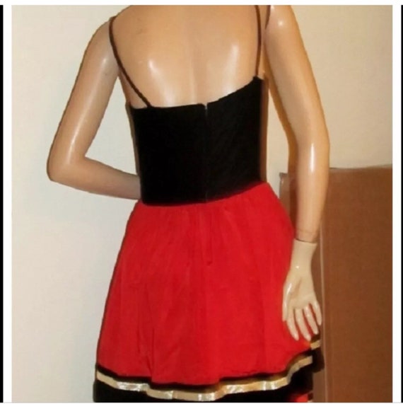 I. Magnin 50’s Party dress Black velvet, red & go… - image 3