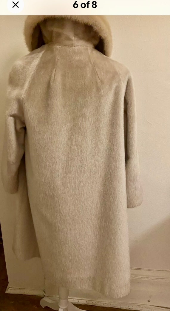 60’s beige wool swing coat with mink collar S/M - image 5