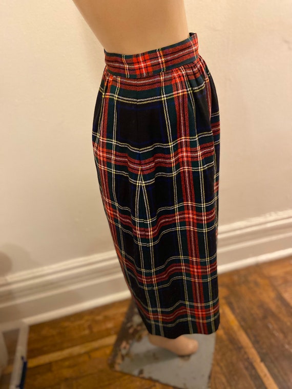 50’s red and black plaid wool gathered skirt - image 4