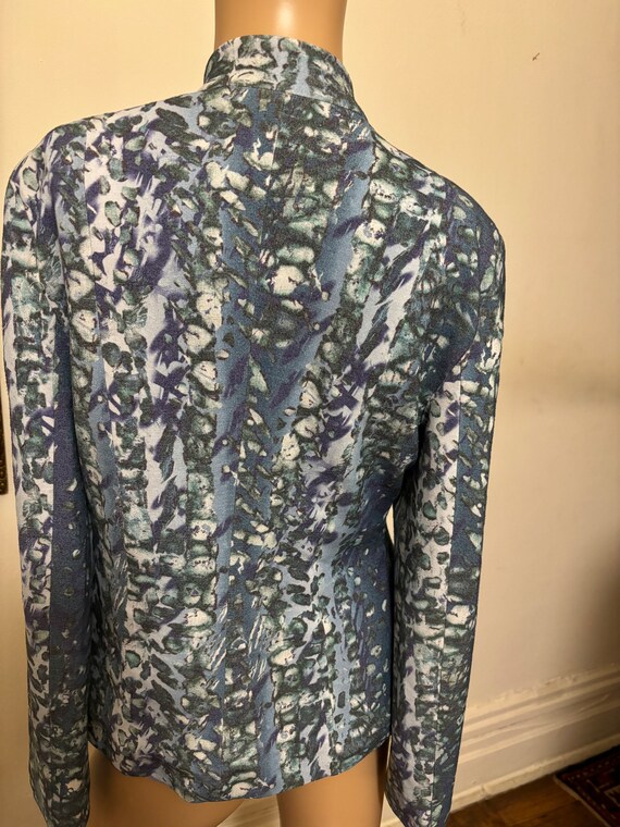 Escada Blue Pattern Blazer Medium - image 4