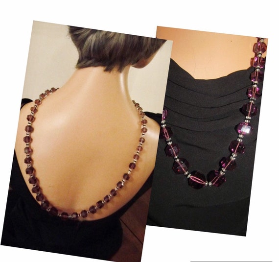 20's Amethyst Crystal Flapper Rope Necklace