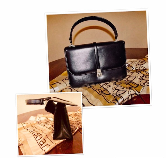 60’s Black Leather Handbag By Paramount, Montreal - image 1