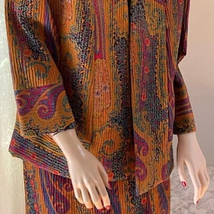 Vtg 1980’s  Richilene Designer ginger brown Paisley Skirt Suit Medium