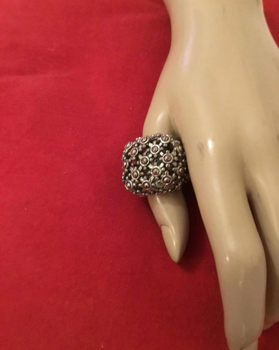 Square silver statement ring unisex - image 2