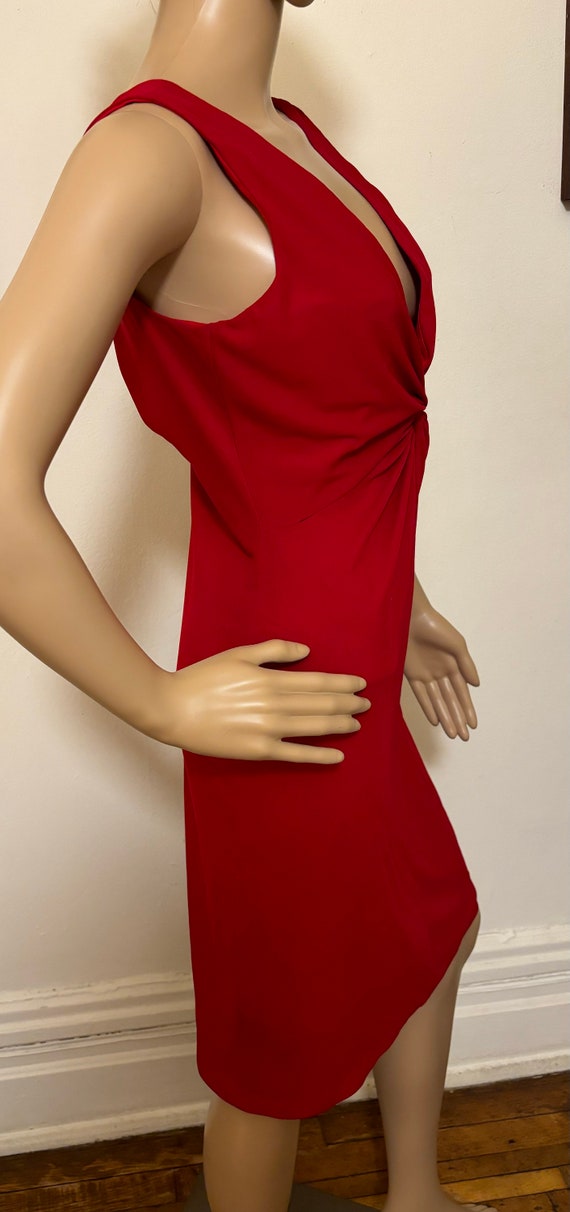 Wow 90’s Red knit crepe Cocktail dress size 6/8 - image 6