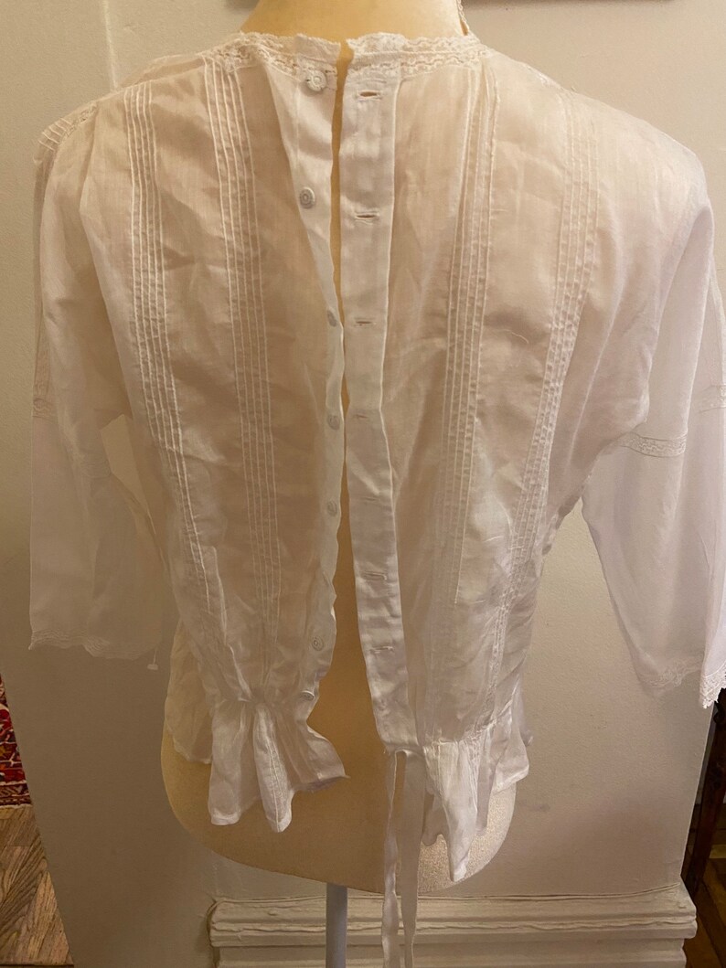 Antique 20s white embroidered blouse image 3