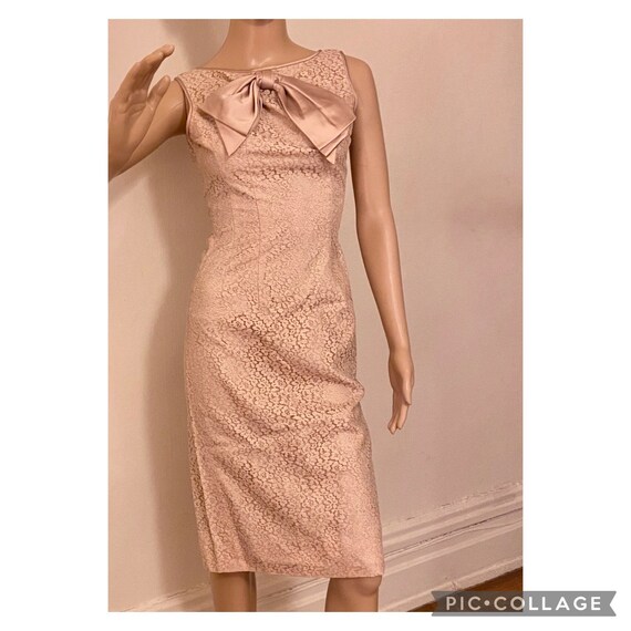 60’s pinky beige lace wiggle cocktail dress - image 3