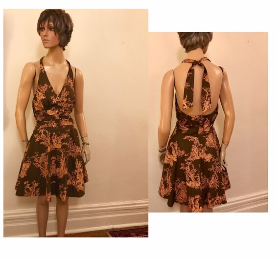 Vintage Style Romantic Toile Brown and Pink Cotto