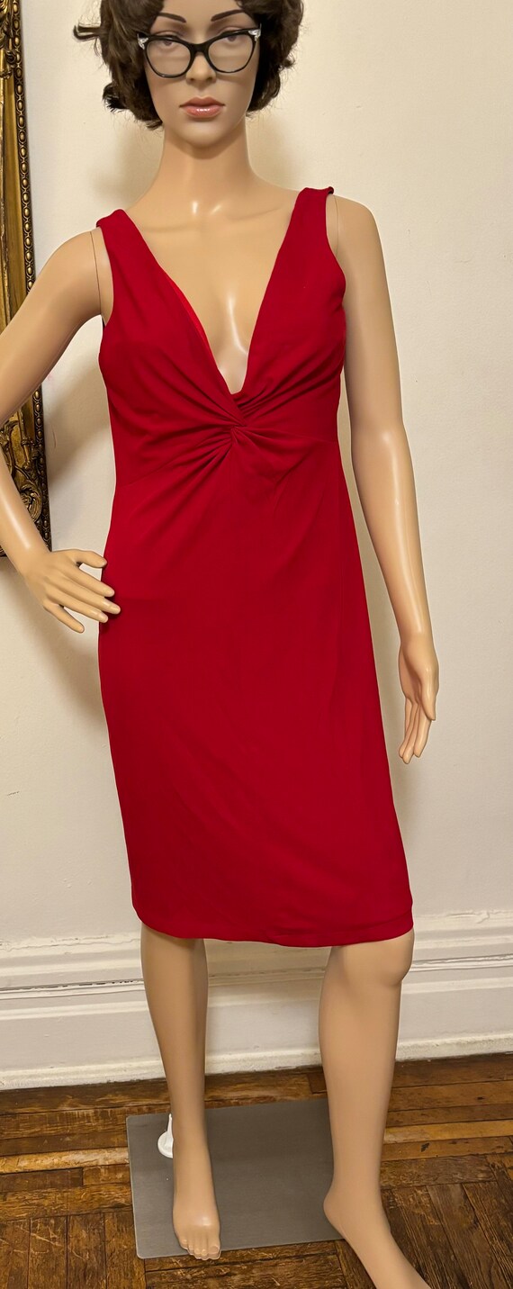 Wow 90’s Red knit crepe Cocktail dress size 6/8 - image 5