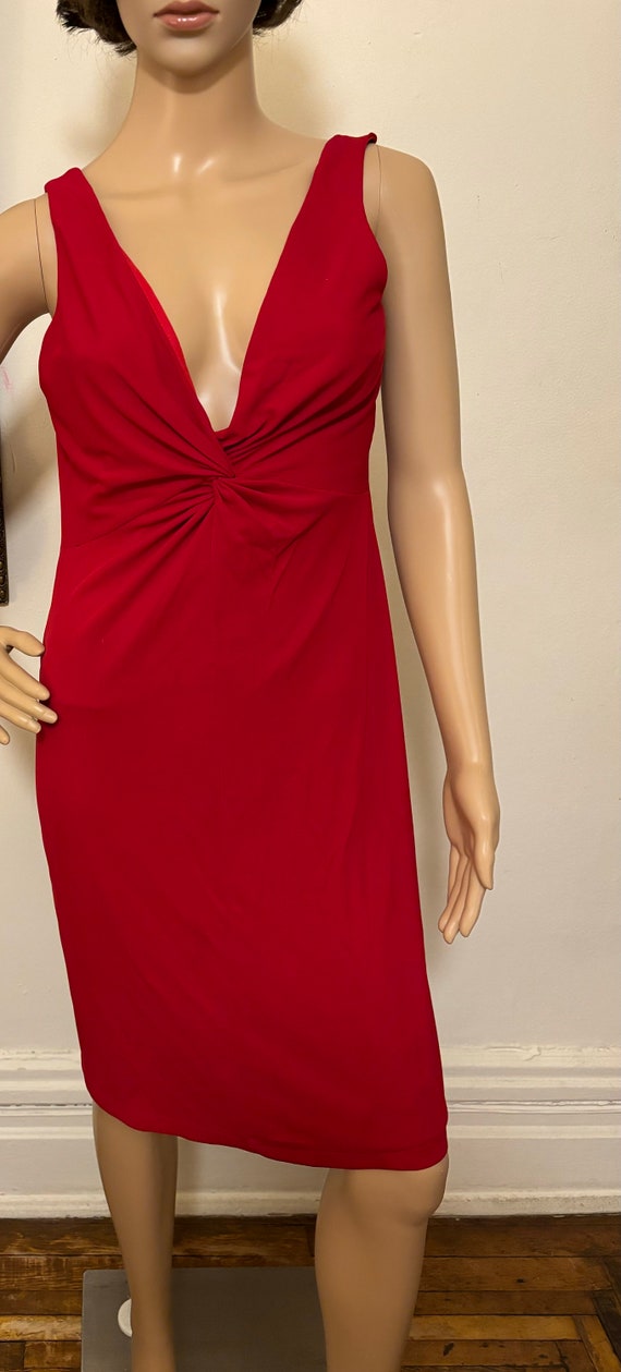 Wow 90’s Red knit crepe Cocktail dress size 6/8 - image 8