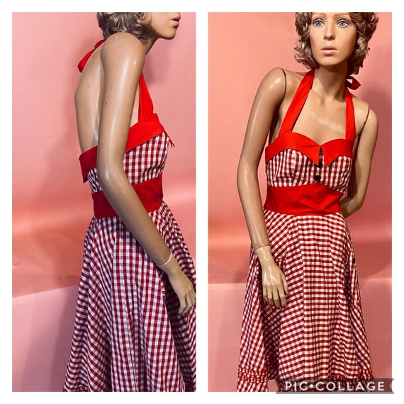 50’s style red and white gingham check sundress - image 1