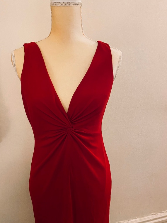 Wow 90’s Red knit crepe Cocktail dress size 6/8 - image 1