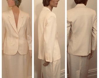 Sale 80’s classic off white wool Joseph A. Banks tailored ladies skirt suit