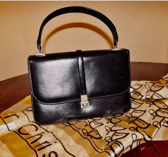 60’s Black Leather Handbag By Paramount, Montreal - image 4