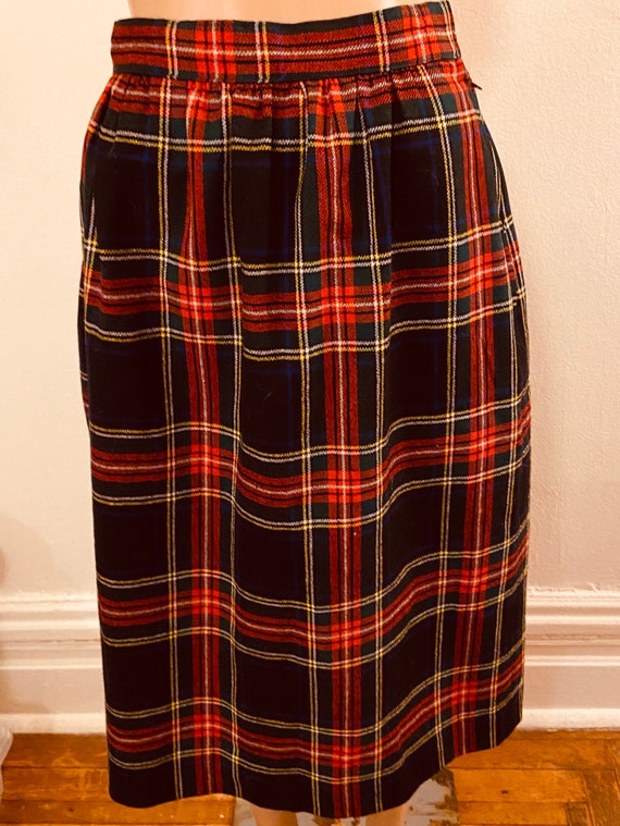 50’s red and black plaid wool gathered skirt - image 6