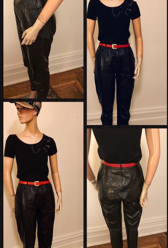Groovy 80's black leather high waisted pants