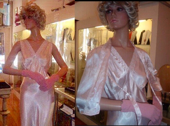 SALE 1950s Vintage White Satin Trousseau Night Gow