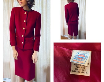 Magenta wool skirt suit union label extra small