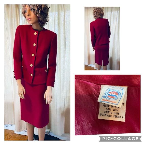 Magenta wool skirt suit union label extra small
