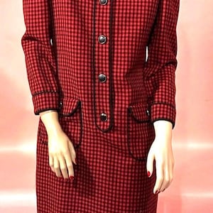 Adele Simpson Wool Dress elbow Sleeve Buttoned 1980’s Vintage