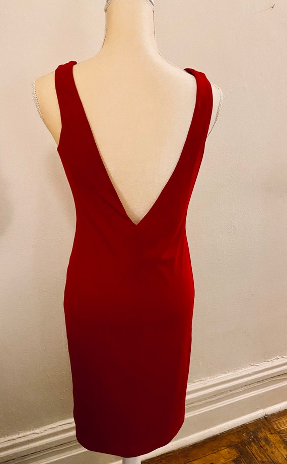 Wow 90’s Red knit crepe Cocktail dress size 6/8 - image 4