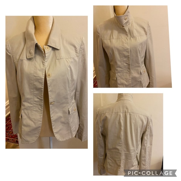 Vintage 80’s donna karan beige casual jacket with a safari vibe size 14