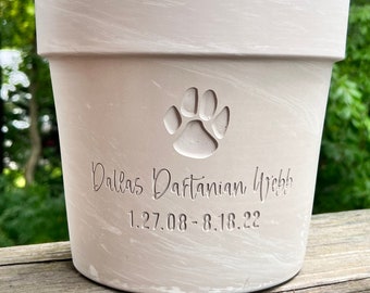 Engraved Pet Memorial Flower Pot | Custom Carved Terra Cotta Flower Pot | In Loving Memory Gift | Several sized and colors to choose from