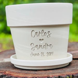 Engraved Clay Flower Pot (Deep Carved): Personalized Terra Cotta Planter