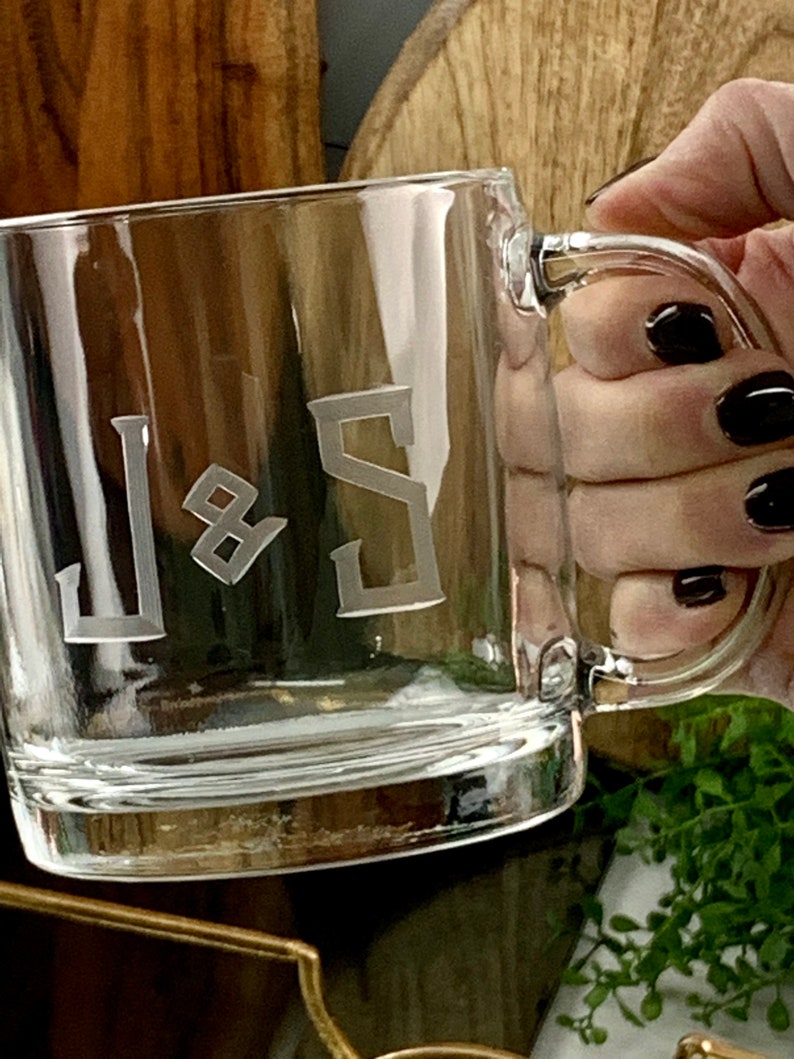 Monogrammed Coffee Mug wit Custom Hand Cut Initials